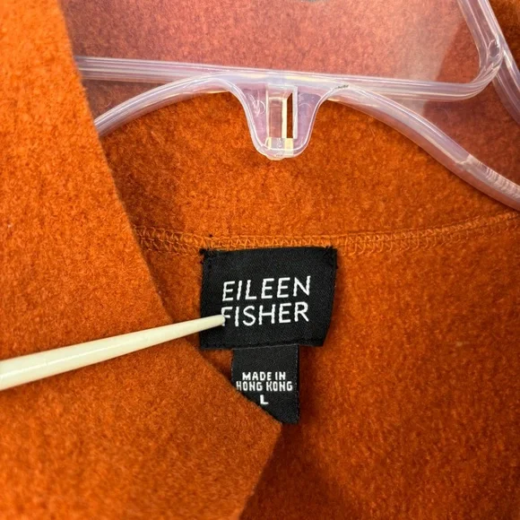 Eileen Fisher Orange Boiled Wool Blazer Women’s Large Minimalist Quiet Luxury - Picture 5 of 9